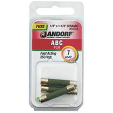 Jandorf Ceramic Fuse, ABC Series, Fast-Acting, 7A, 250V AC 3397577